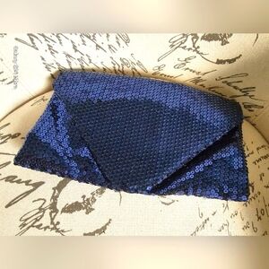 BLUE SEQUINED Clutch Purse